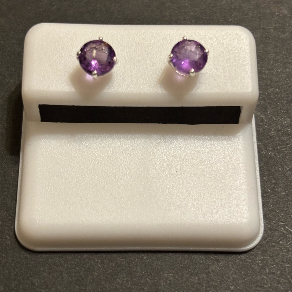Sterling Silver Amethyst Stud Earrings